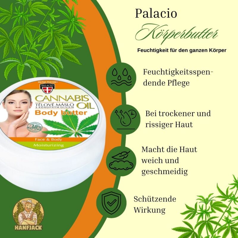 Palacio Cannabis Öl Körperbutter für Gesicht und Körper - 200g Dose