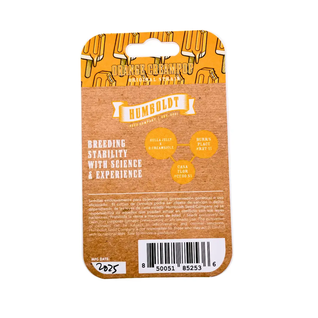 Humboldt Seed Co Orange Creampop Verpackung hinten