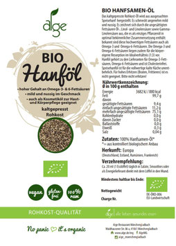 Alge Bio Hanfsamen Öl 2