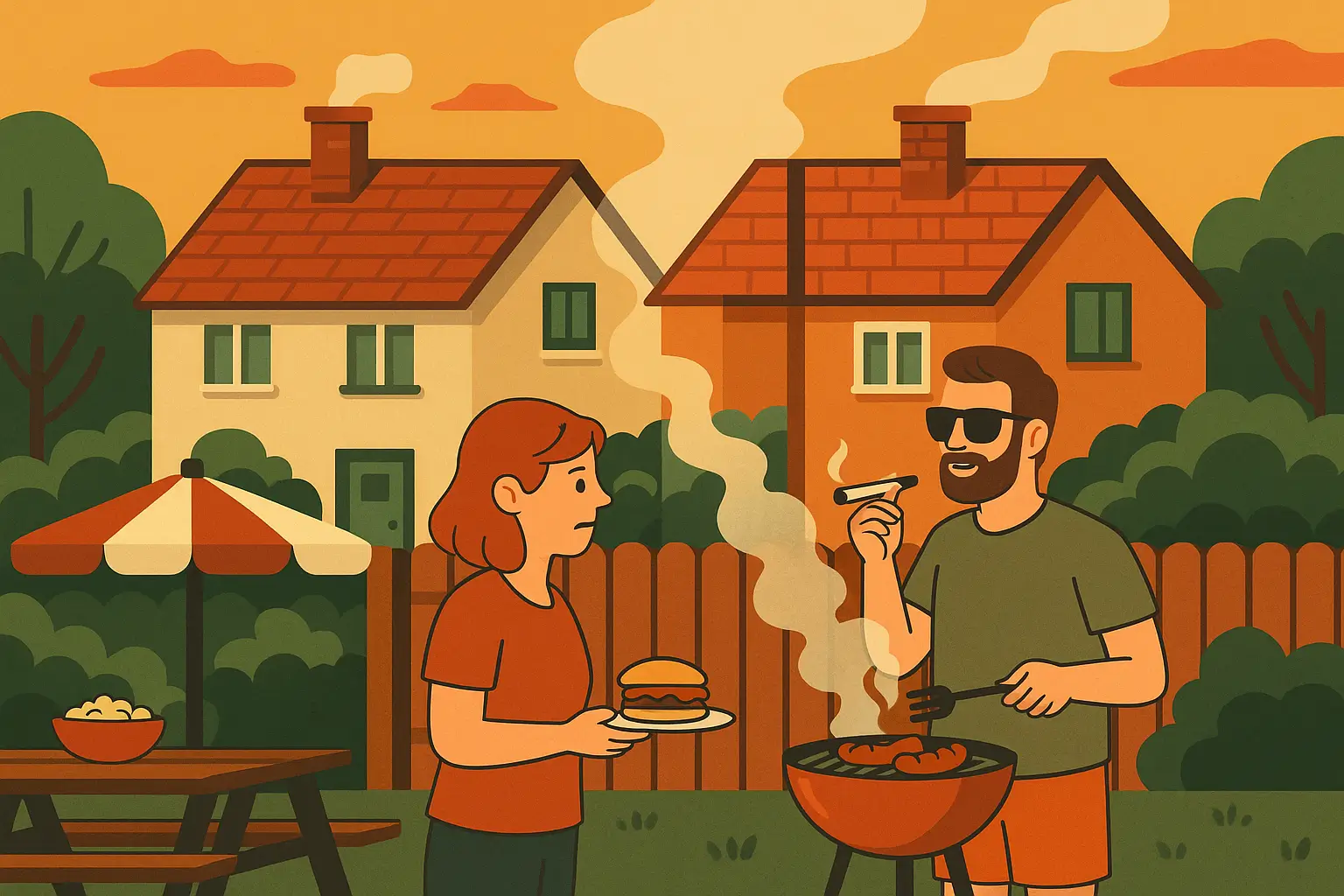 Doppelhaushälfte – Wenn der Joint hinterm Gartenzaun glüht