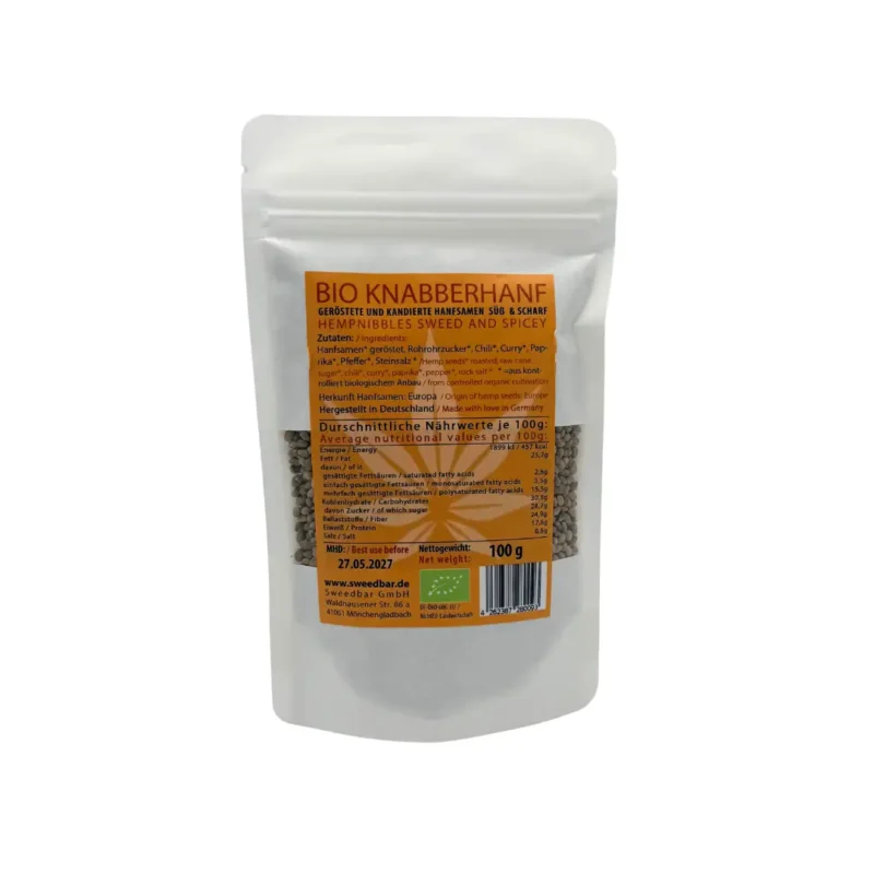 Sweedbar Bio Knabberhanf Sweed n Spicy vegan hinten