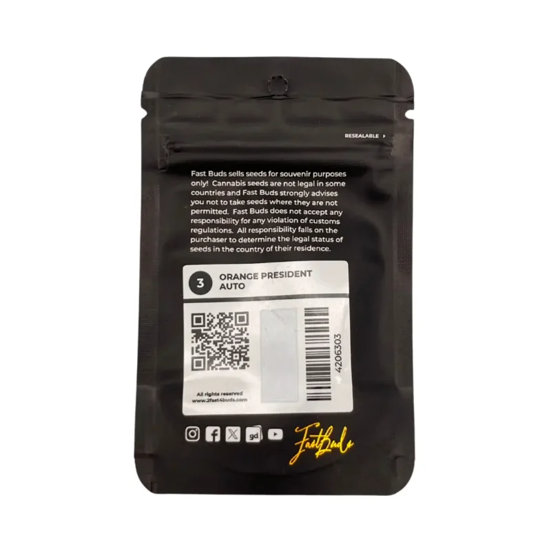 Fast Buds Orange President Auto Verpackung Rückseite