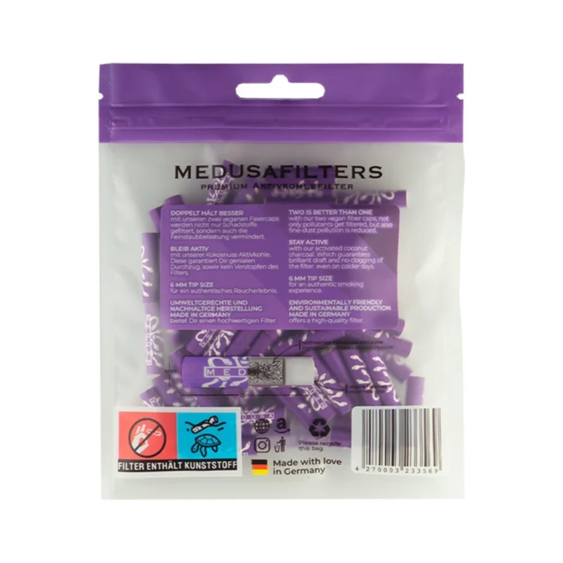 Medusafilters Aktivkohlefilter 6mm Violet – 100 Stück 2 Medusafilters Aktivkohlefilter 6mm Violet – 100 Stück 2