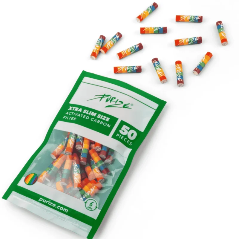 PURIZE Aktivkohlefilter XTRA Slim 6mm im Beutel Rainbow