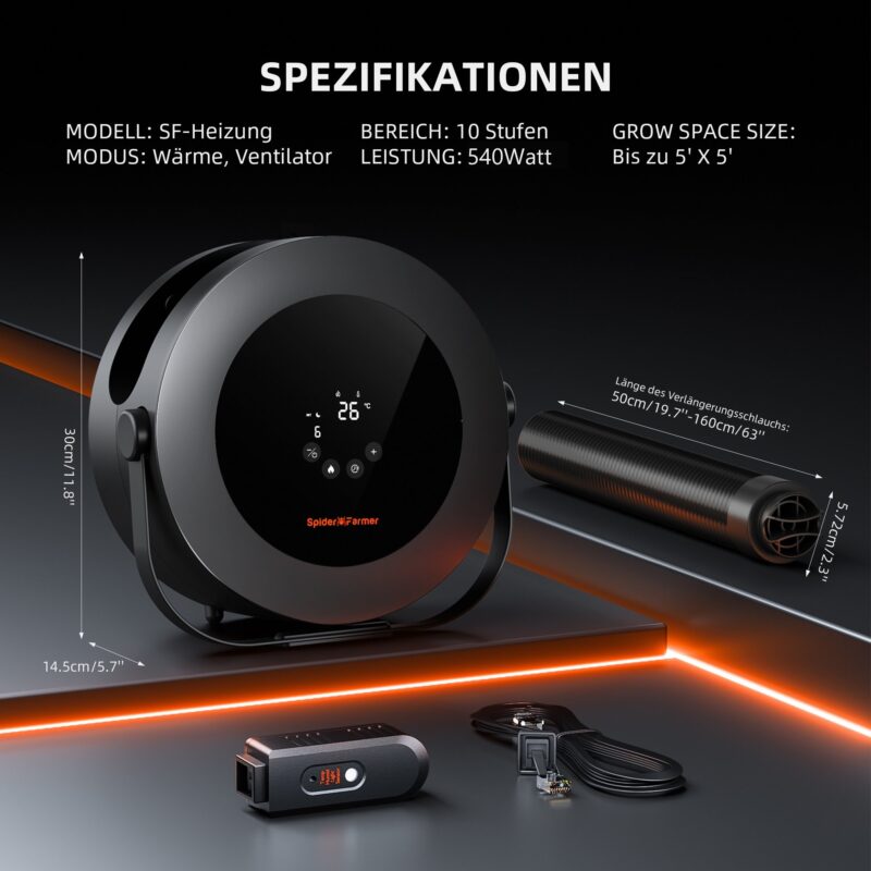 Spider Farmer 540W Growzelt Heizung 10