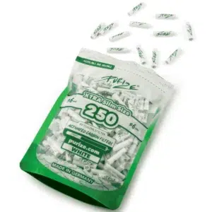 PURIZE Aktivkohlefilter XTRA Slim 6mm – Weiß, 250 Stück