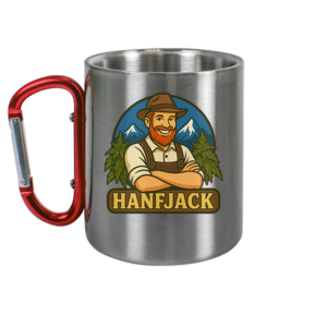 Hanfjack Logo – Edelstahl Tasse