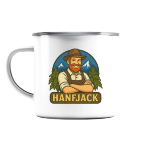 Hanfjack Logo – Emaille Tasse (Silber)