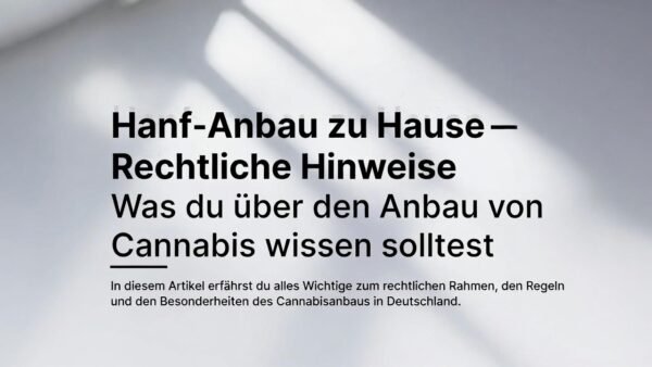 Hanf-Anbau zu Hause – Rechtliche Hinweise (Stand März 2026)