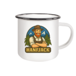 Hanfjack Logo - Emaille Tasse (Black)