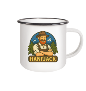 Hanfjack Logo - Emaille Tasse (Black)
