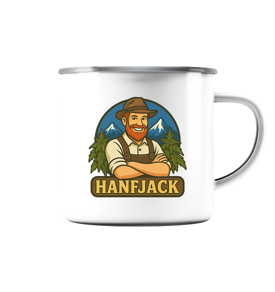 Hanfjack Logo - Emaille Tasse (Silber)