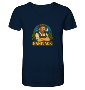 Hanfjack Logo - Mens Organic V-Neck Shirt