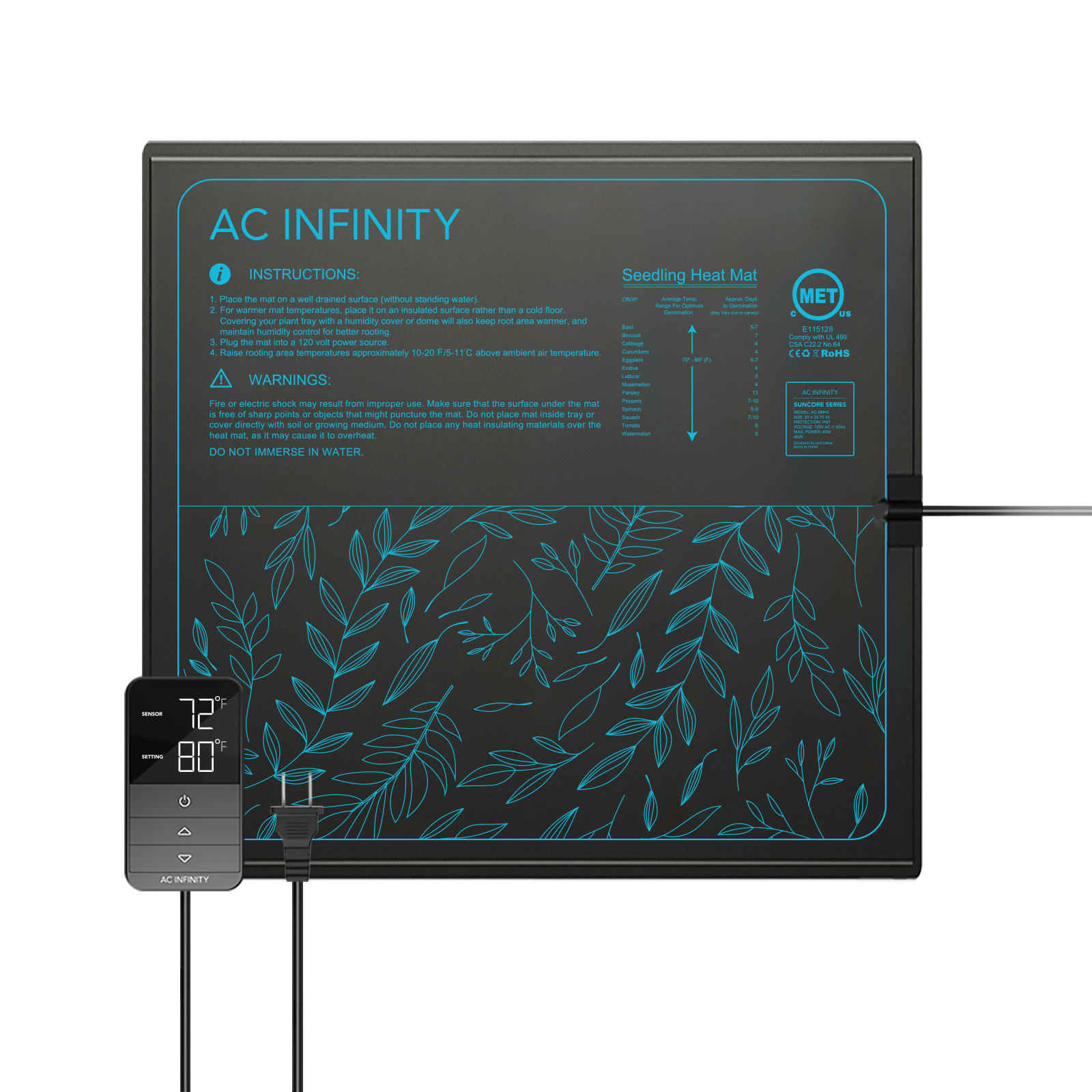 AC Infinity SUNCORE H5 Heizmatte 50,8 x 52,7 cm
