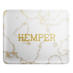 HEMPER Luxe White/Gold Marble Rolling Tray – Large