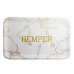 HEMPER Luxe White/Gold Marble Rolling Tray – Medium
