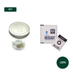 Set: RAW Einmachglas 475 ml Mason Jar + 2× Integra Boost 62 % 8 g