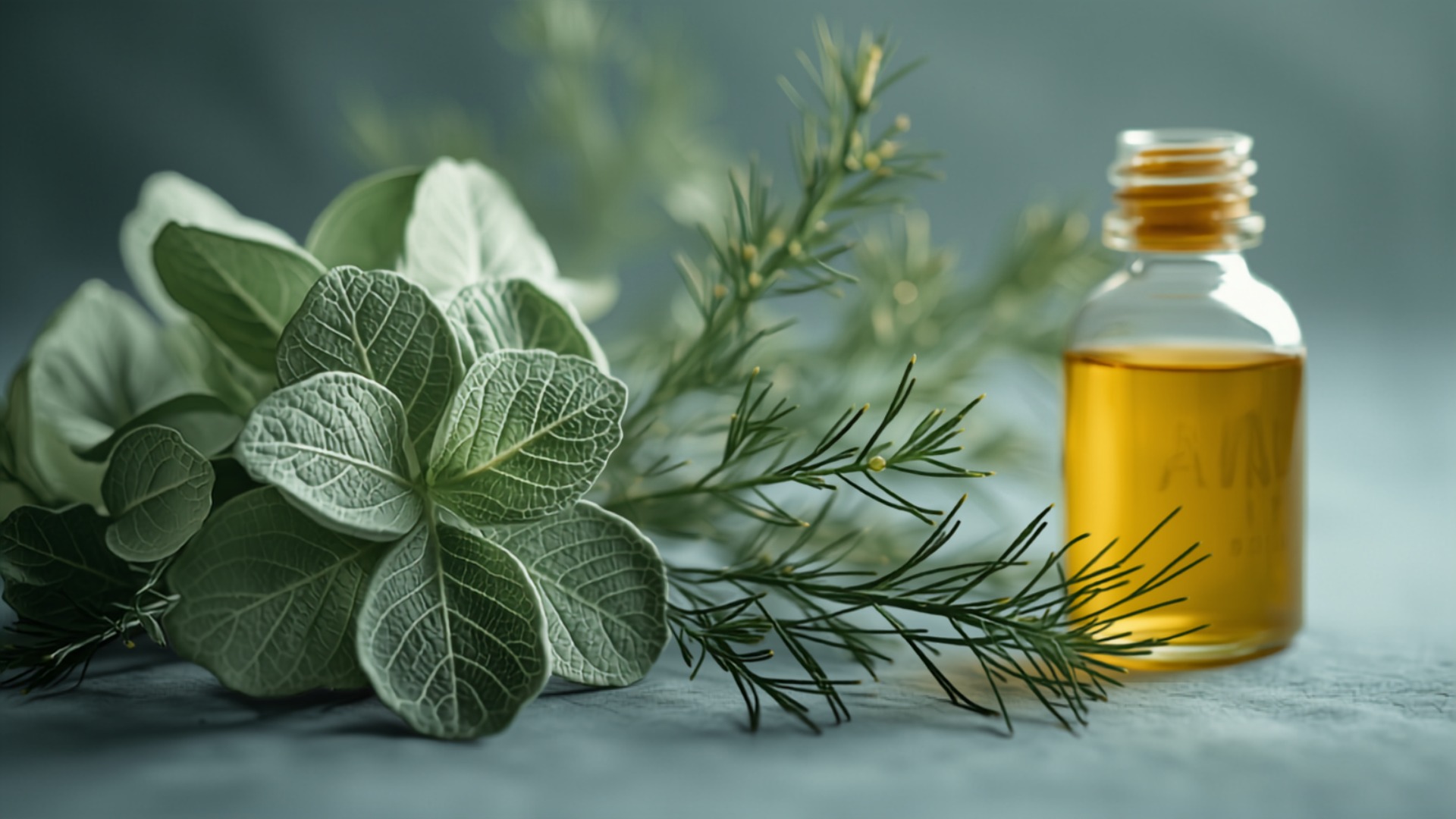 Eukalyptusblätter und frischer Dill mit ätherischem Öl – Symbolbild für das Terpen Alpha-Phellandren