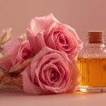 Rosa Rosen und Citronellagras mit ätherischem Öl – Symbolbild für das Terpen Citronellol