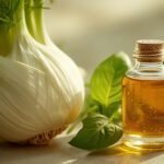 Frischer Fenchel und Basilikum mit ätherischem Öl – Symbolbild für das Terpen Fenchol