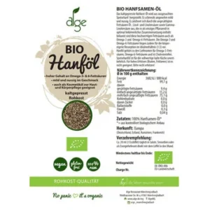 Alge Bio Hanfsamen Öl