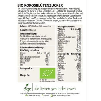 Alge Bio Kokosblütenzucker Rohkost