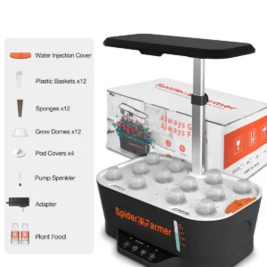 Spider Farmer SmartG12 Hydroponik System mit 36W LED – WLAN – Appgesteuert – 12 Töpfe, 6L Tank